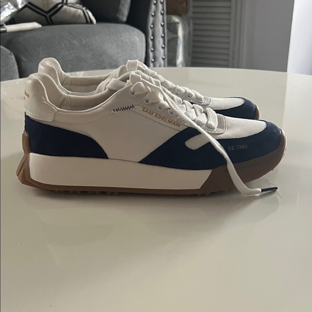 Sam Edelman Navy and White Sneakers
